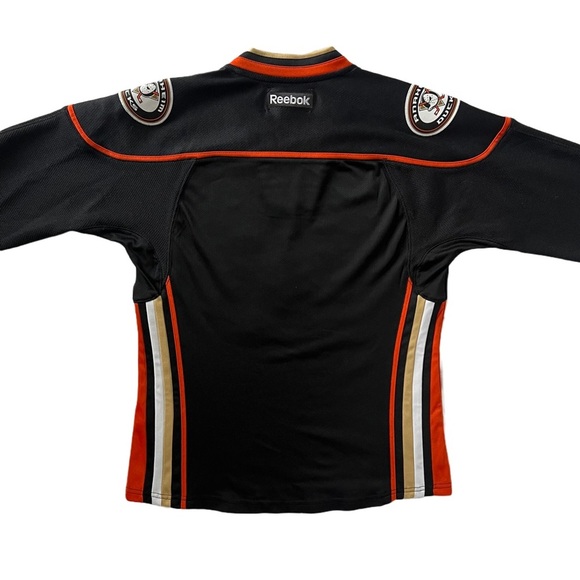 ANAHEIM DUCKS / REEBOK BLACK/ORANGE/GOLD WOMEN’S AUTHENTIC JERSEY SIZE SMALL - Picture 7 of 10